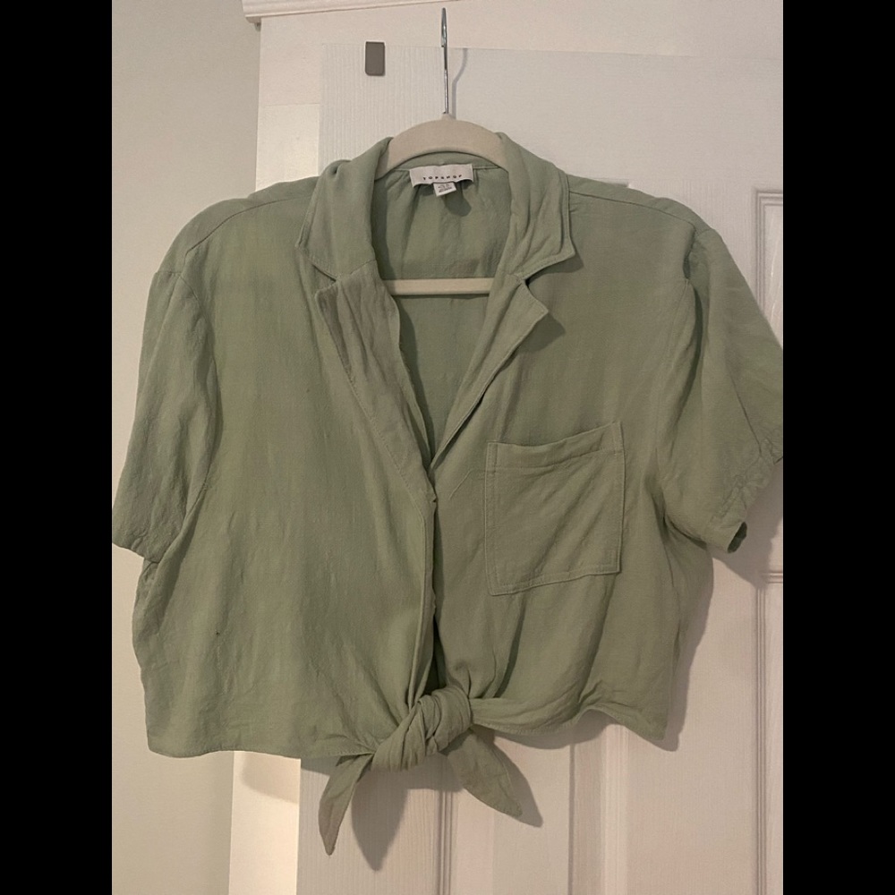 Mint green crop tie top